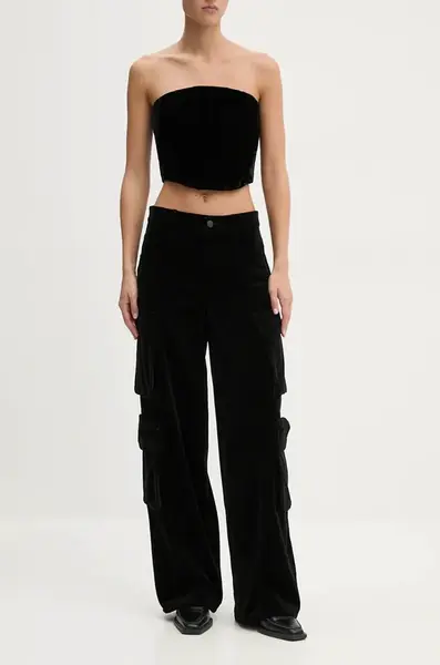 Velurové kalhoty Miss Sixty černá barva, high waist, 6L3PJ5790000