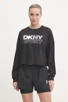 Bavlněné tričko s dlouhým rukávem Dkny černá barva, DP5T1117