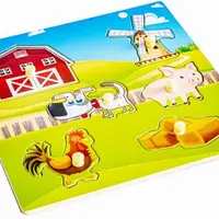 TULIMI Dřevěné zábavné, vkládací puzzle  - Farma - 6 dílků