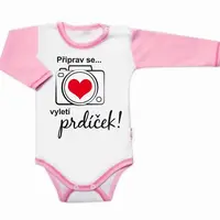 Baby Nellys Body dlouhý rukáv s vtipným textem , Připrav se....vyletí prdíček, holka,vel.68