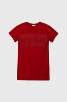 Dětské bavlněné šaty HUGO červená barva, mini