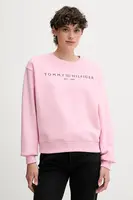 Mikina Tommy Hilfiger dámská, modrá barva, s potiskem, WW0WW39791