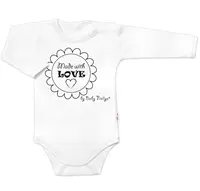 Baby Nellys Body dlouhý rukáv Made with love,  bílé vel.  74