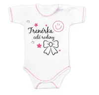 Baby Nellys Body kr. rukáv s vtipným textem, Trenérka celé rodiny, vel. 86