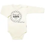 Baby Nellys Body dlouhý rukáv Made with love,  ecru