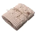 Baby Nellys Bambusová dětská pletená deka, pletený cop, 80x100 cm, bežová