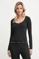 Pyžamové tričko s dlouhým rukávem Abercrombie & Fitch černá barva, KI146-4045