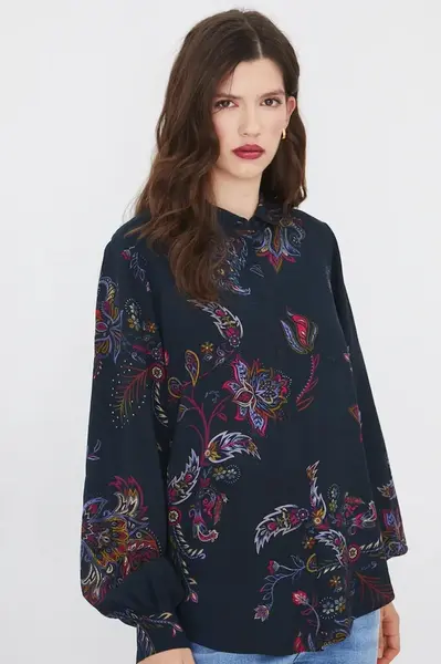 Košile Medicine dámská, černá barva, regular, s klasickým límcem