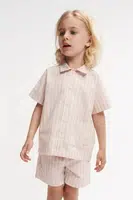 Dětská bavlněná souprava Liewood Leona Stripe Set oranžová barva, LW19795