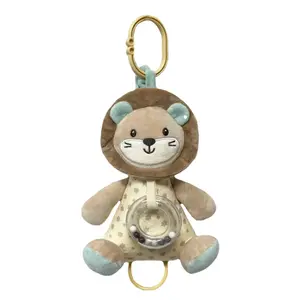 Tulilo Závěsná plyšová hračka s melodií a chrastítkem Lvíček 18 cm - béžová