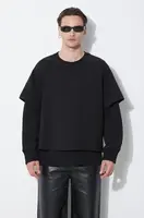 Mikina Neil Barrett Slim Dropped Shoulder Double Layer Sweatshirt pánská, černá barva, hladká, MY72251R-Y501-001N