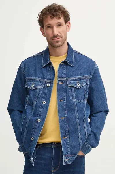 Džínová bunda Pepe Jeans REGULAR JACKET pánská, tmavomodrá barva, přechodná, PM402715HW5