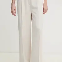 Kalhoty Calvin Klein dámské, béžová barva, široké, high waist, K20K208214