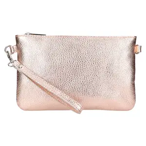 Dámska kožená plesová listová kabelka Italia Tea - ružovo-zlatá