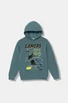 Dětská mikina United Colors of Benetton zelená barva, s kapucí, s potiskem, 3J73C205I