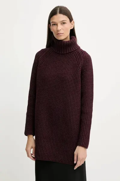 Svetr Marc O'Polo dámský, vínová barva, s golfem, 5000007659