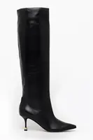 Kožené kozačky Vanda Novak Kaja Deep Black dámské, černá barva, na podpatku