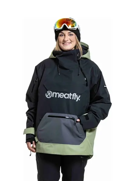 Meatfly unisex SNB & SKI bunda Maddie Black / Olive Light | Černá | Velikost XS