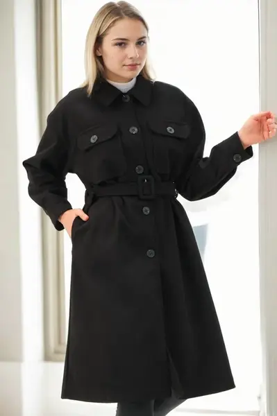 Z9777 DEWBERRY WOMEN'S COAT-BLACK