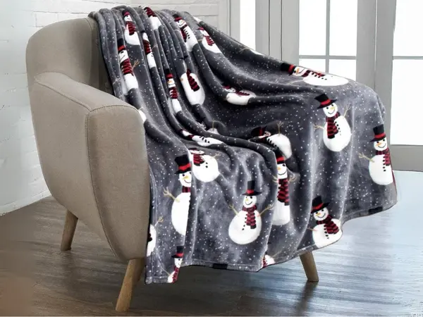 Svítící vánoční mikroplyšová deka SNOW BUDDY, šedá Rozměr: 150 x 200 cm