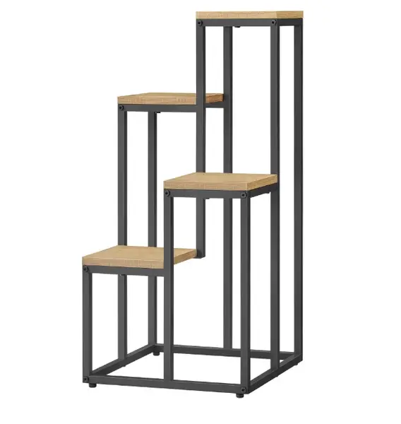 Stojan na květiny LORAN se 4 policemi v dekoru dub, černý