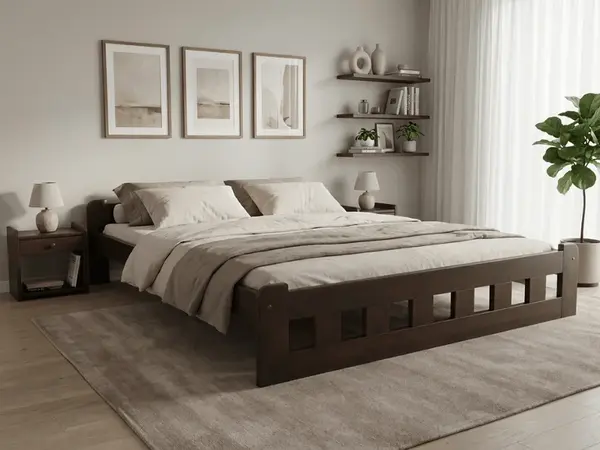 Posteľ Naomi zvýšená 140 x 200 cm, orech Rošt: S latkovým roštom, Matrac: Matrac COCO MAXI 20 cm