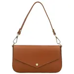 Dámska kožená kabelka na rameno koňaková - Delami Vera Pelle Aksely