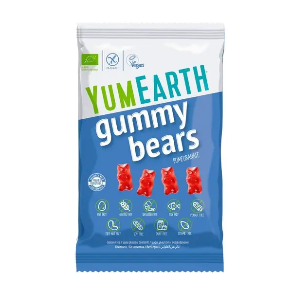 YumEarth BIO Ovocní želé medvídci s příchutí granátového jablka 50 g