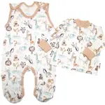 Baby Nellys 2D sada, bavlněné dupačky s košilkou Safari cream, 68
