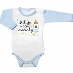 Baby Nellys Body dl. rukáv s vtip. textem  Miluju noční svačinky vel.  80, kluk