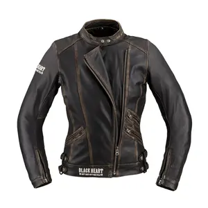Dámská kožená moto bunda W-TEC Black Heart Lizza vintage hnědá XL