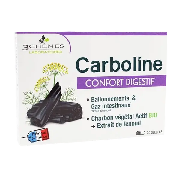 CARBOLINE Comfort Digestif rostlinné uhlí 30 kapslí