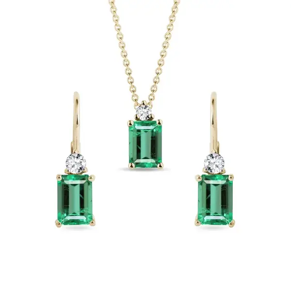 Sada náušníc a náhrdelníka so smaragdmi v zlate KLENOTA