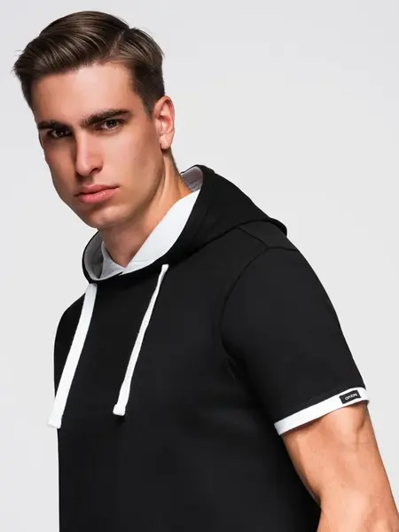 Ombre Men's cotton hooded t-shirt - black
