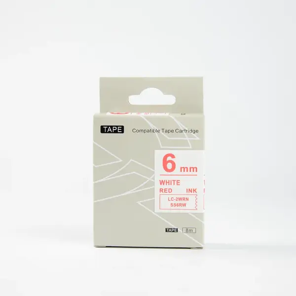 Epson LK-2WRN, SS6RW, 6mm x 9m, červený tisk / bílý podklad, kompatibilní páska