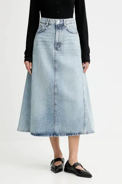 Džínová sukně Marc O'Polo modrá barva, midi, áčková, 5000007233