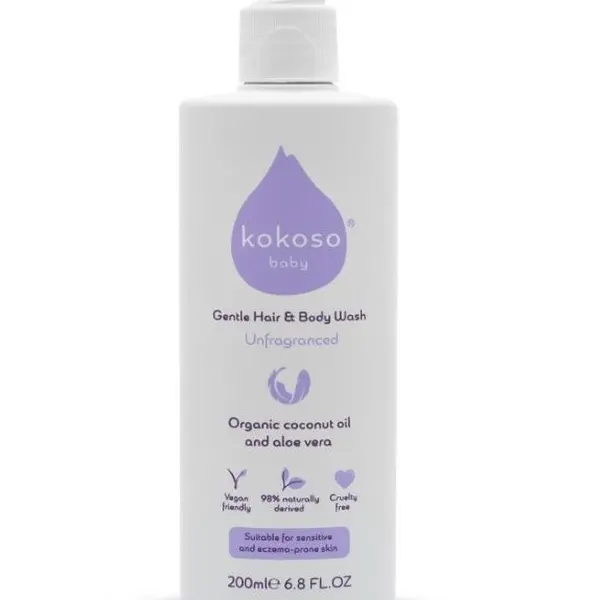 Kokoso Baby Jemný dětský mycí gel na tělo i vlásky bez parfemace 200 ml