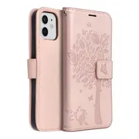 Flipové pouzdro MEZZO Book case pro Apple iPhone 12 / 12 Pro, tree rose gold