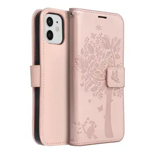 Flipové pouzdro MEZZO Book case pro Apple iPhone 12 / 12 Pro, tree rose gold