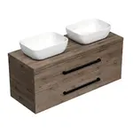 Kúpeľňová skrinka s čiernou úchytkou a krycí doskou SAT Cube Way 120x47,5x46 cm dub Wellington mat CUBE46C1203DW45