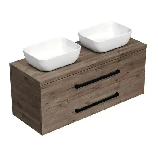 Kúpeľňová skrinka s čiernou úchytkou a krycí doskou SAT Cube Way 120x47,5x46 cm dub Wellington mat CUBE46C1203DW45