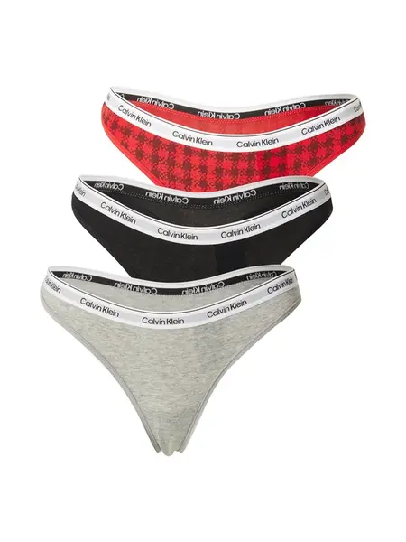 Calvin Klein Underwear Tangá  sivá melírovaná / červená / čierna / biela