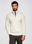 Ombre Men's plaid sweater with turtleneck zipper - cream
