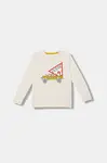 Dětské bavlněné tričko s dlouhým rukávem Guess béžová barva, s potiskem, N5BI14 I3Z14