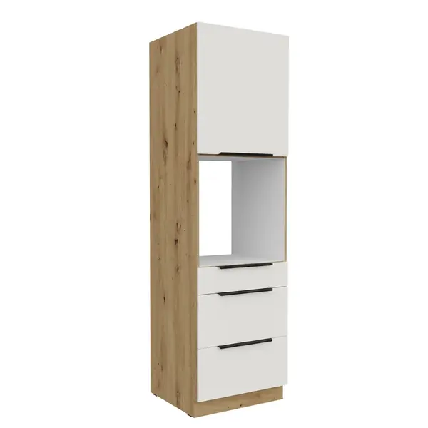 Vysoká skříňka pro vestavnou troubu Aria 60 DPS-210 3S 1F - Premium Box Barva korpusu: Dub artisan, Barva dvířek: WH - Crystal white AFM