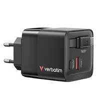 Verbatim GaN 32217, cestovní nabíječka do sítě, USB 3.0, USB C, šedá, 65 W, vyměnitelné vidlice C,G,A s integrovaným kabelem