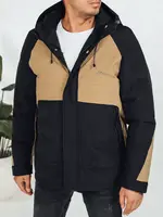 Pánská zimní bunda s kapucí, kamelová
