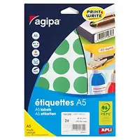 5  x Samolepiace, značkovacie kolieska Ø 15 mm, zelené, 96 ks na liste