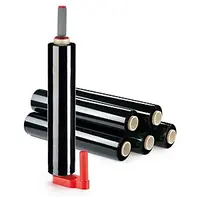 Sada 6 rolí stretch fólie šířka 500mm, délka 300m, černá, neprůhledná, tloušťka 20µm + 1 plastový odvíječ | RAJA