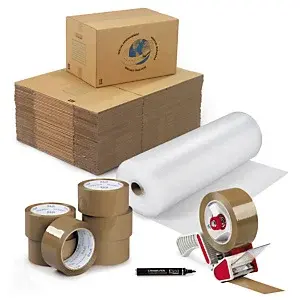 Sada na stěhování - krabice, pásky, odvíječ, bublinková fólie a popisovač